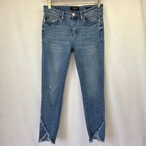 Judy Blue Skinny High-Low Frayed Hem Jeans Med. Wash Size 9/29
